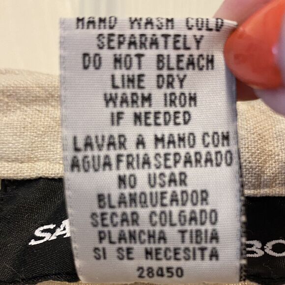 Linen Flax Cargo Pant Capri Elastic Waist Tan NEW Size Medium - Picture 8 of 9